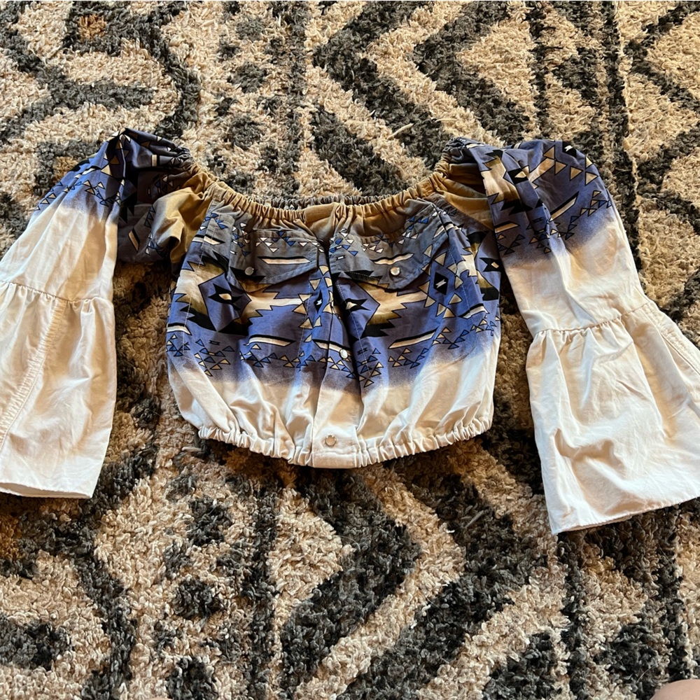 Vintage pearl snap crop top